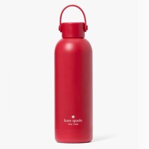 Kate Spade 9” Tall Stainless Steel Water Bottle Twist Top with Handle Red- NWT